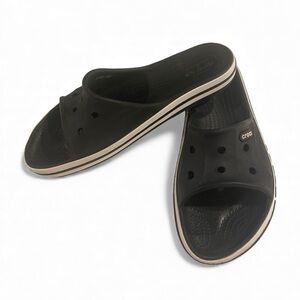 Crocs Unixes Adult Bayaband Slides Black & White Sandals W8/M6 Beach Resortwear